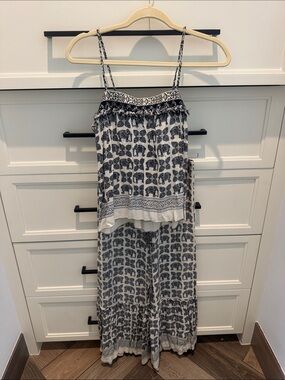 Women’s Navy and White Elephant Print Wide-Leg set